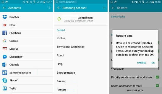 restore contact from samsung account