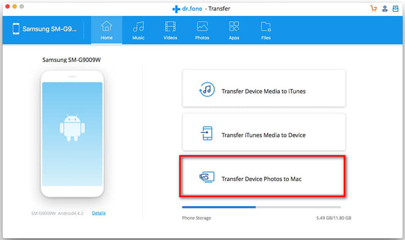 how to upload pics from samsung phone to mac