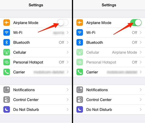 enable and disable airplane mode