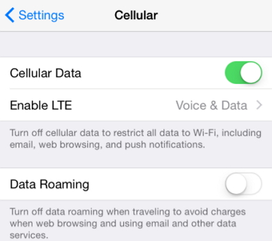 allow icloud photo library to use cellular data