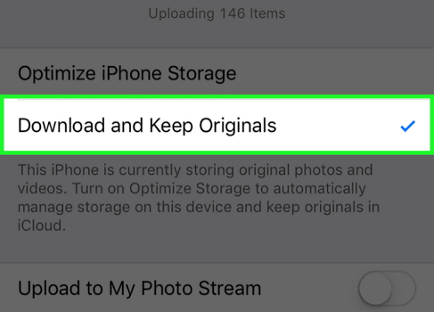 download and keep originals function