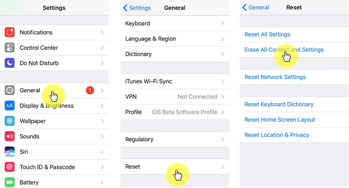 erase and restore iphone via icloud