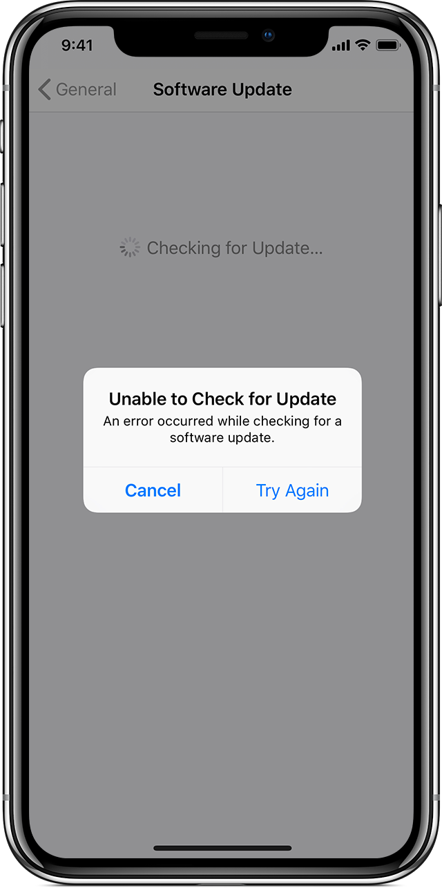 unable to check for update iphone