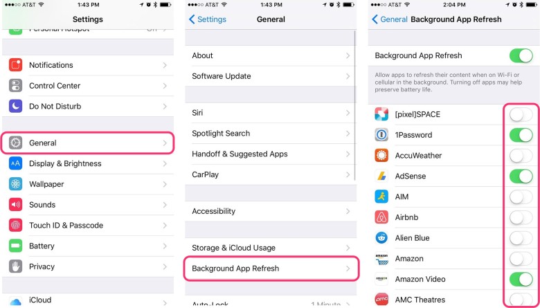 adjust backgroud settings to speed up iphone