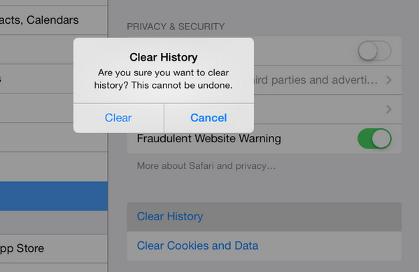 how to clear browsing history on ipad air