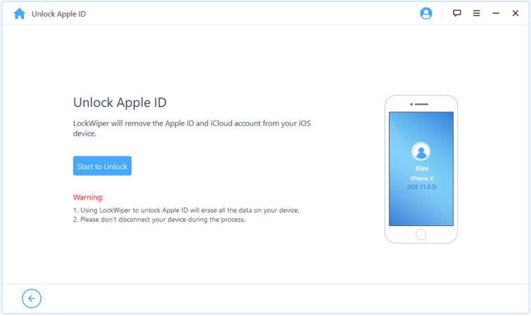 start to unlock apple id on ios device