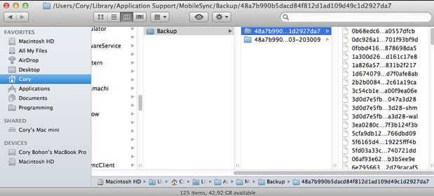 delete backups on itunes with backup folder