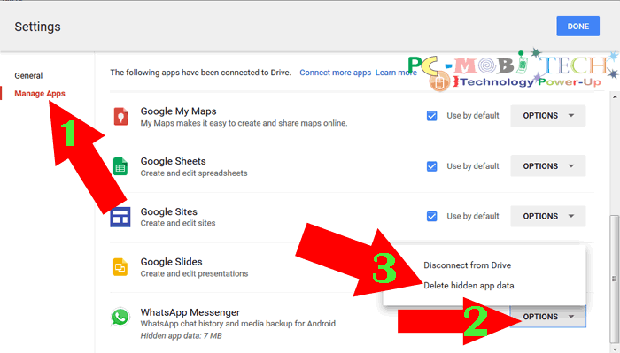 how to disconnect google drive apps