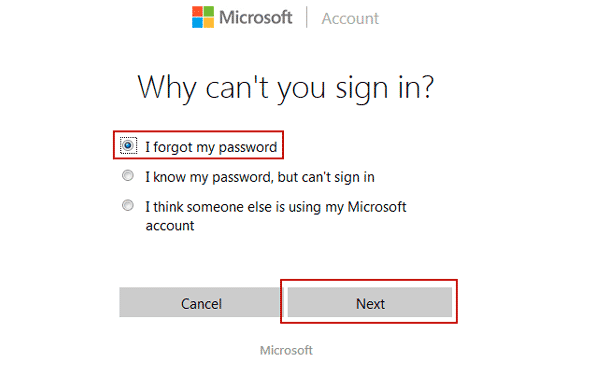 unlock acer laptop forgot password with microsoft service