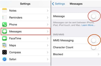 go to settings to turn off imessage